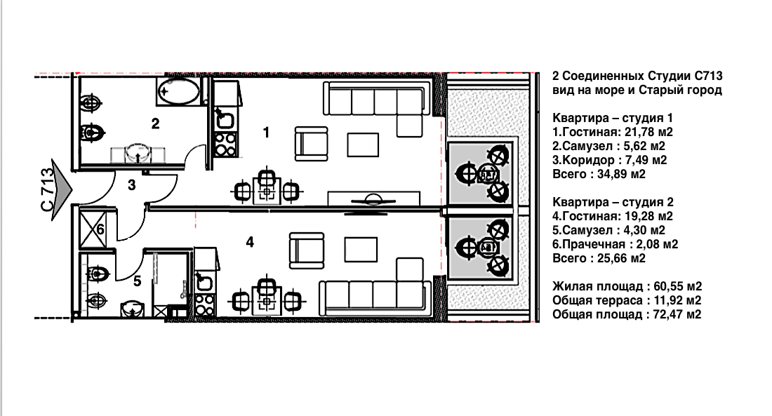 Flat in Budva, Montenegro, 72 m² - picture 4