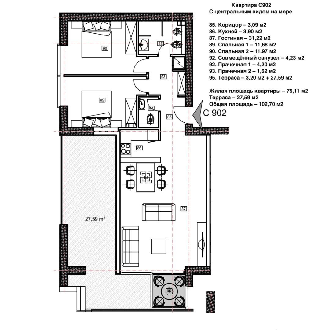 Appartamento a Budva, Montenegro, 102 m² - foto 6