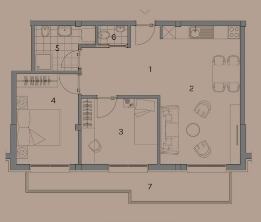 Flat in Dobrota, Montenegro, 68 m² - picture 7