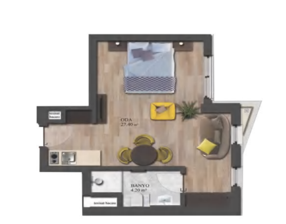 Estudio en Trabzon, Turquia, 54 m² - imagen 2