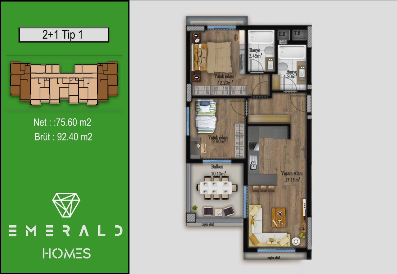 Flat in Mersin, Turkey, 92 m² - picture 13