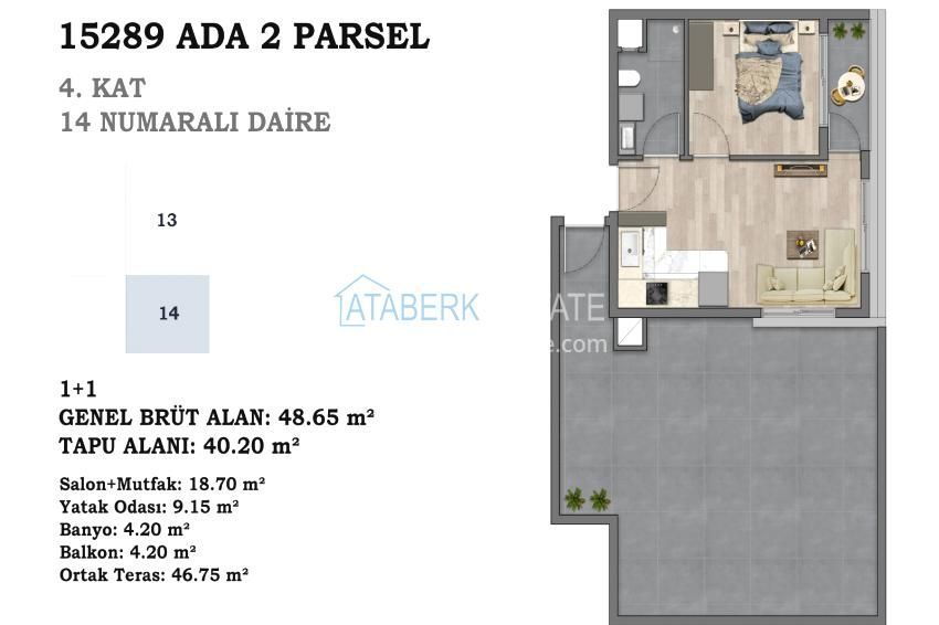 Wohnung in Antalya, Türkei, 52 m² - Foto 16