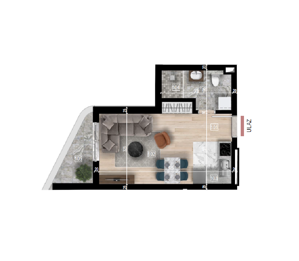 Wohnung in Becici, Montenegro, 30 m² - Foto 1