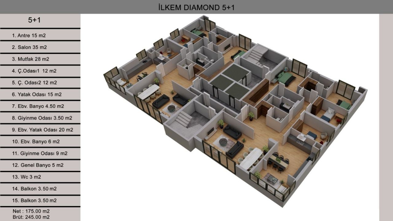 Wohnung in Mersin, Türkei, 245 m² - Foto 16