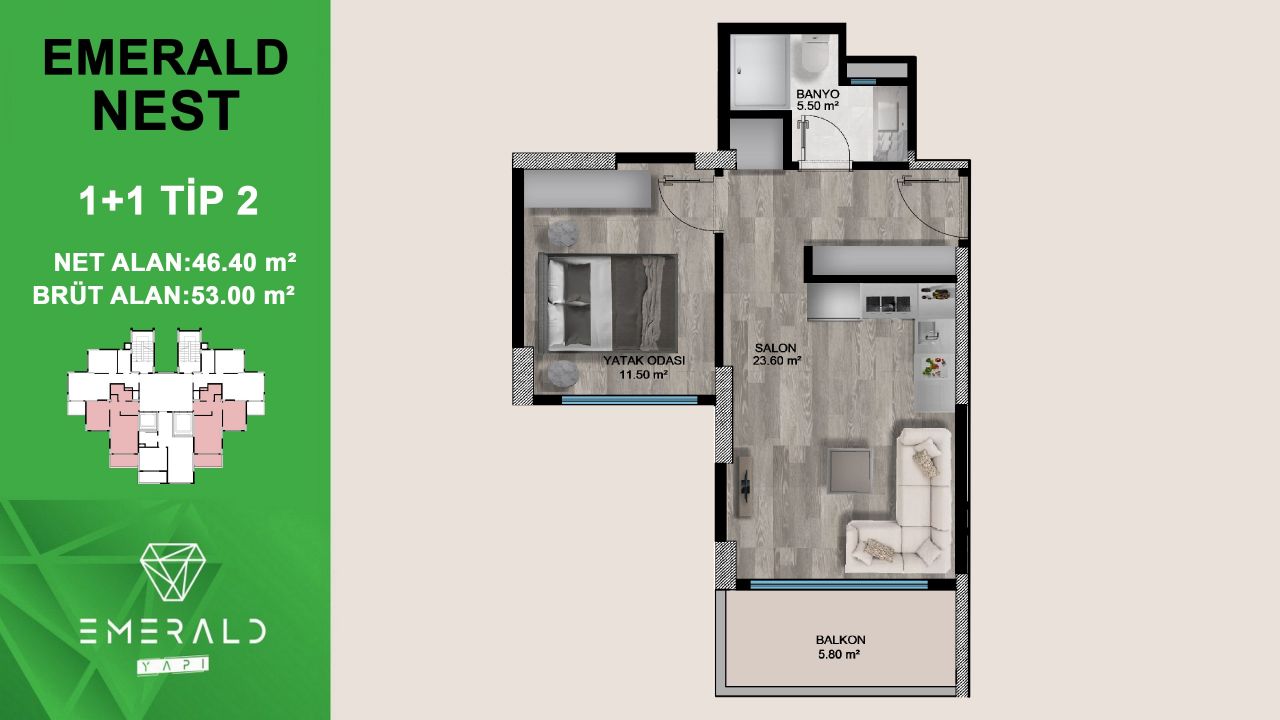 Flat in Mersin, Turkey, 53 m² - picture 15