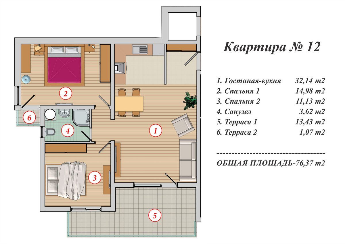 Appartement à Budva, Monténégro, 77 m² - image 9