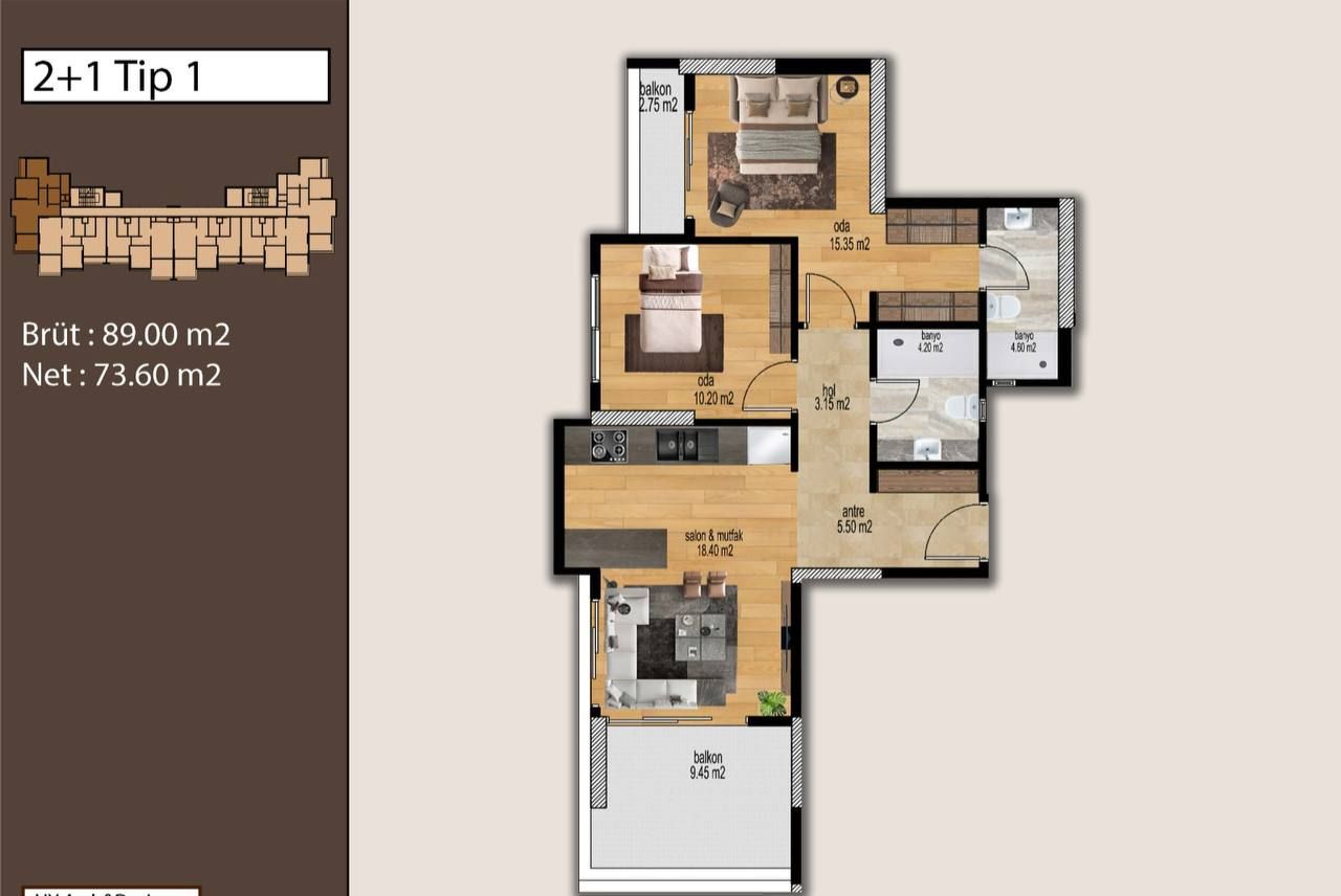 Flat in Mersin, Turkey, 89 m² - picture 6