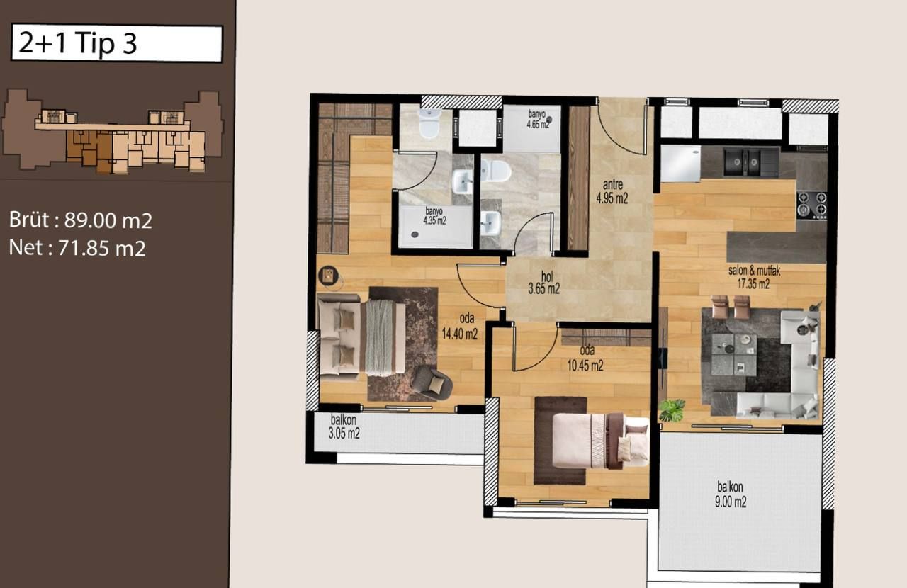 Appartement à Mersin, Turquie, 89 m² - image 16