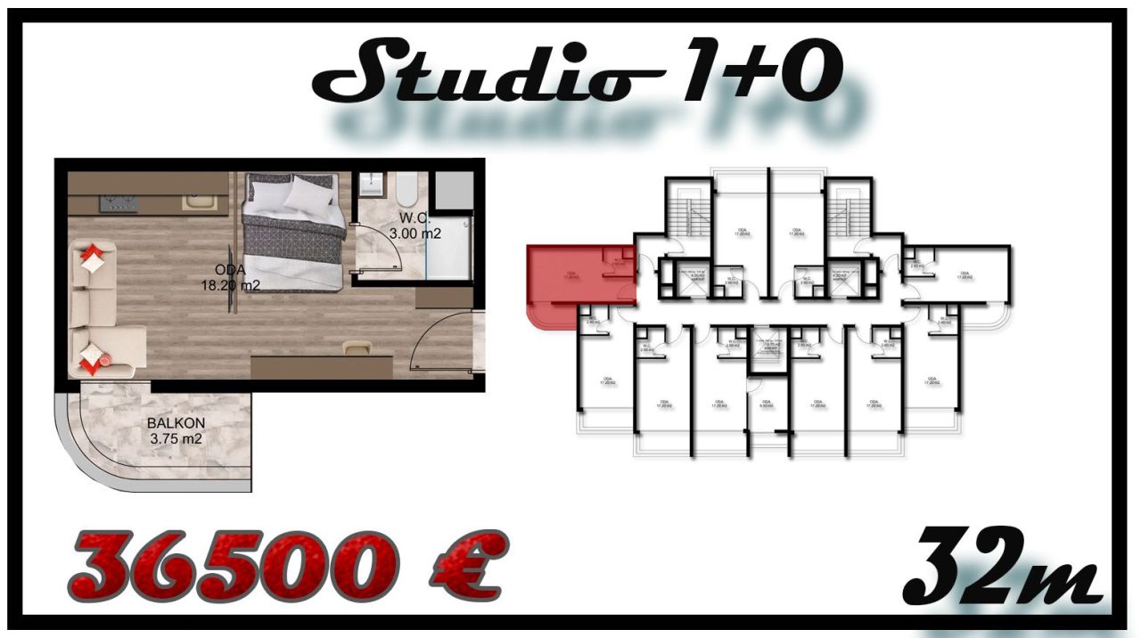 Piso en Mersin, Turquia, 32 m² - imagen 1