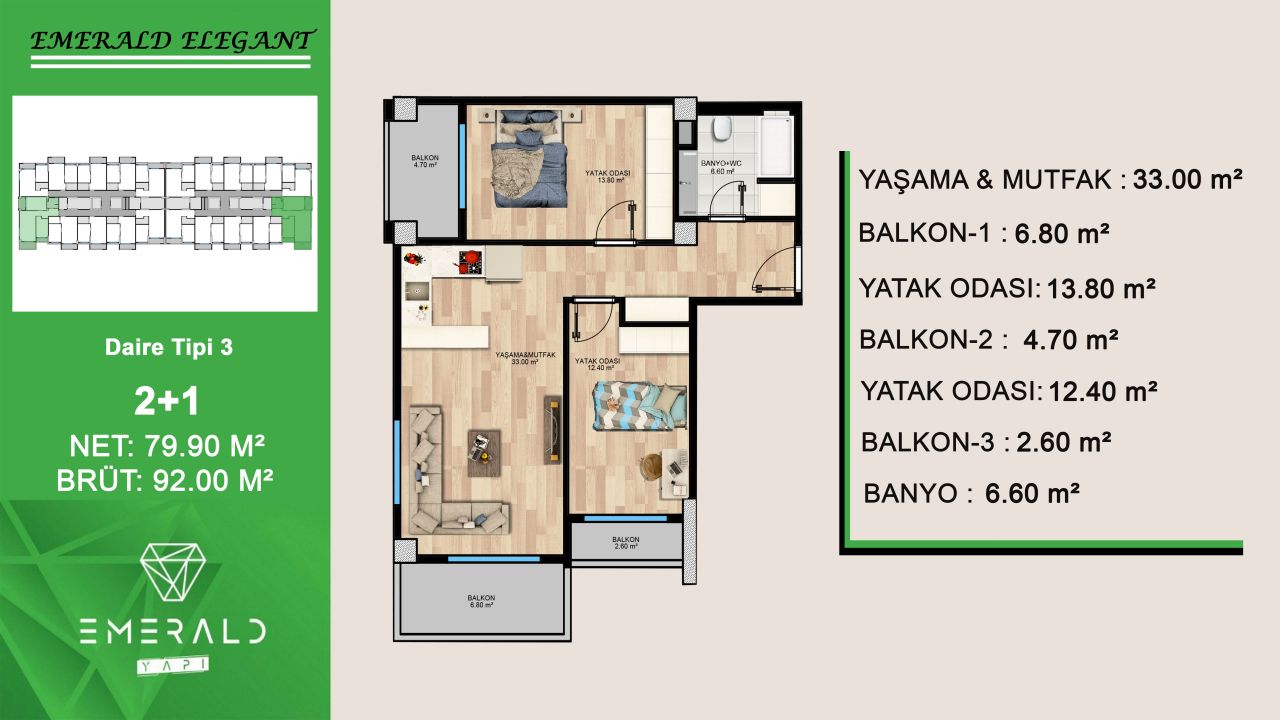 Flat in Mersin, Turkey, 92 m² - picture 11