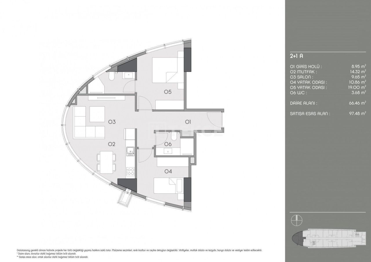 Appartamenti a Istanbul, Turchia, 58 m² - foto 13