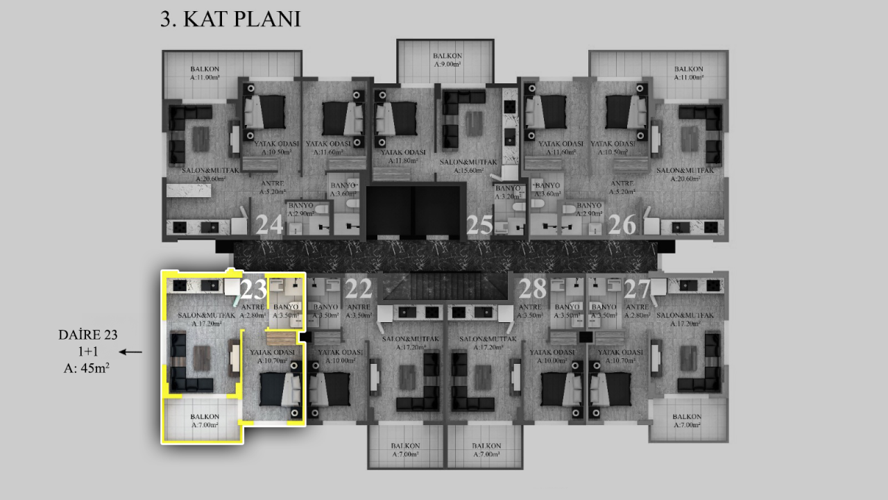 Wohnung in Gazipasa, Türkei, 45 m² - Foto 16
