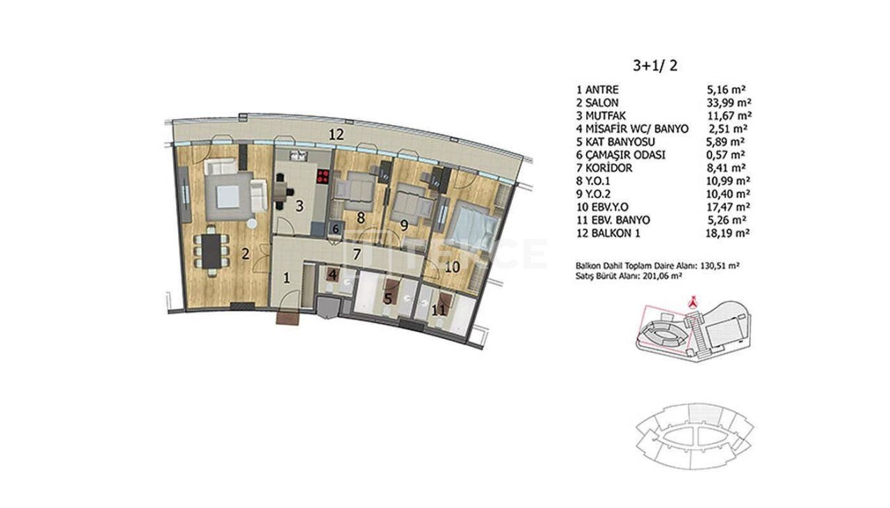 Apartamento en Başakşehir, Turquia, 154 m² - imagen 9