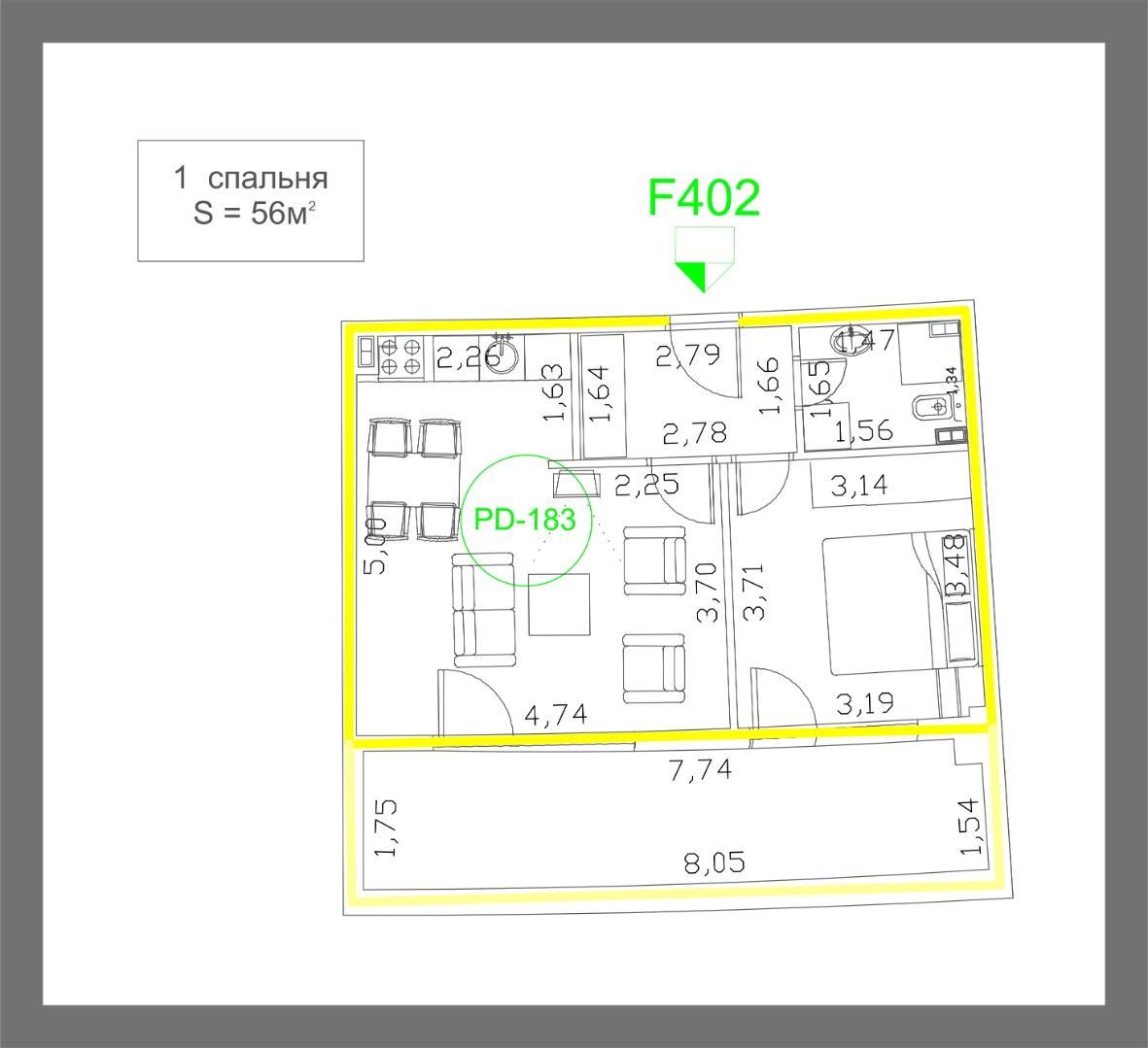 Appartamento a Budva, Montenegro, 50 m² - foto 3