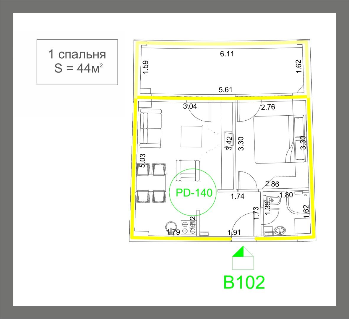 Appartamento a Budva, Montenegro, 44 m² - foto 12
