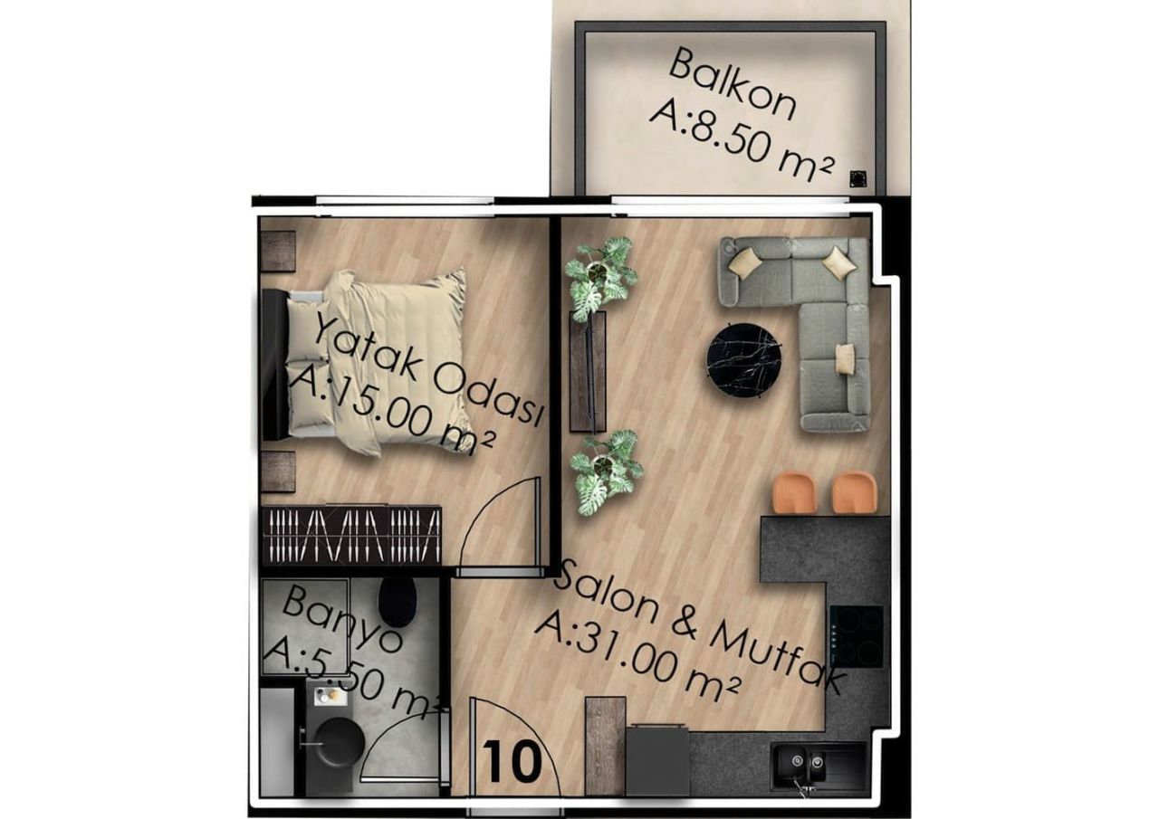 Flat in Gazipasa, Turkey, 60 m² - picture 2