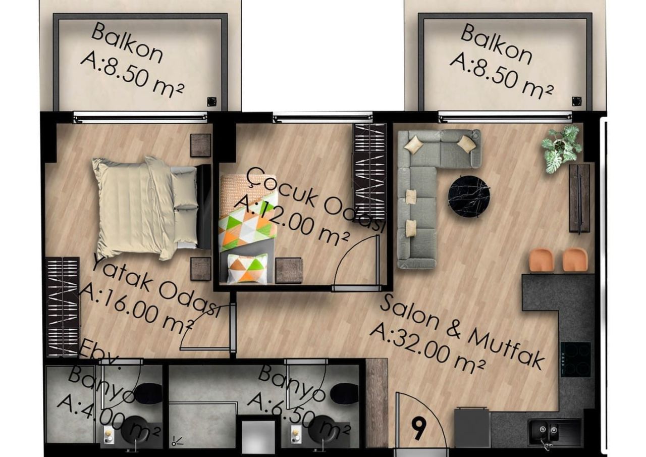 Flat in Gazipasa, Turkey, 60 m² - picture 3