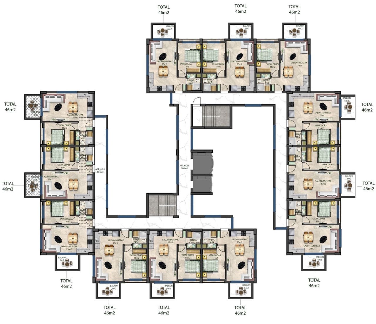 Piso en Gazipasa, Turquia, 46 m² - imagen 11