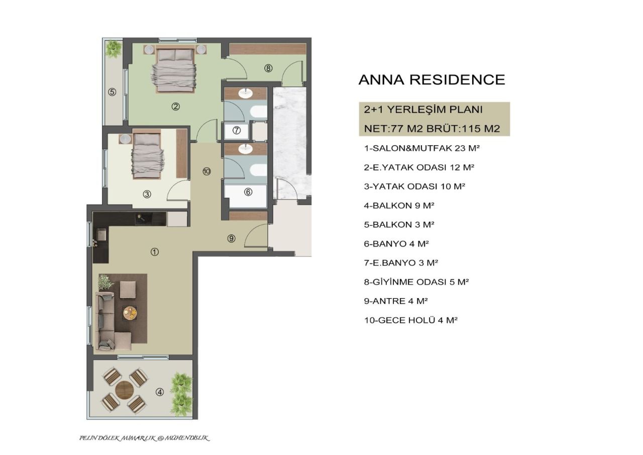 Flat in Mersin, Turkey, 115 m² - picture 9