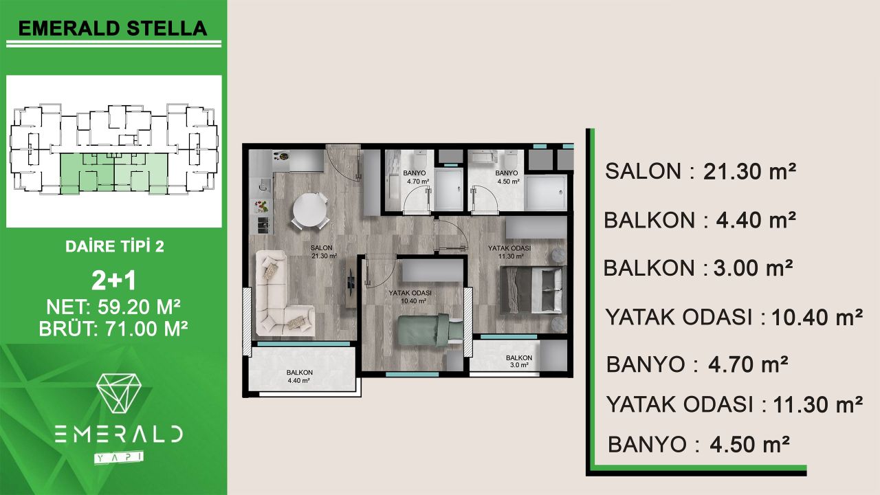 Flat in Mersin, Turkey, 71 m² - picture 7