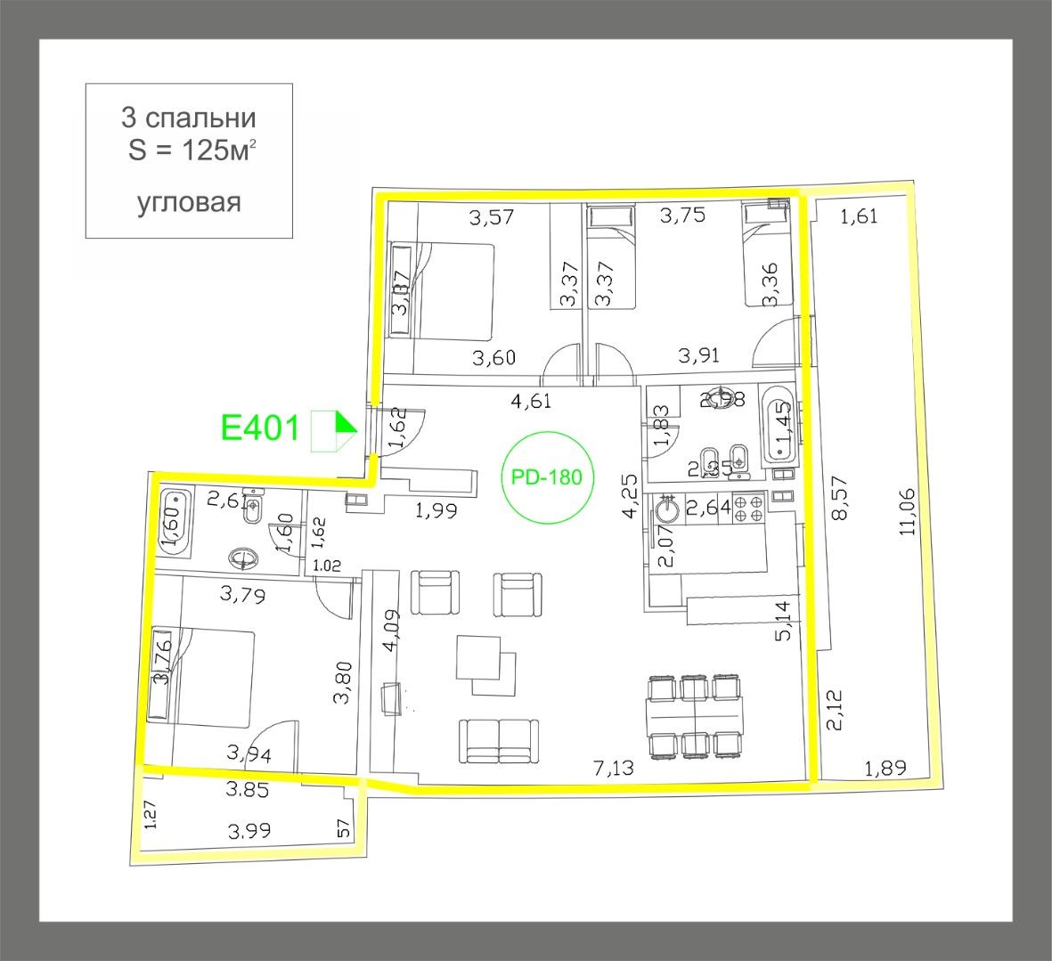 Piso en Budva, Montenegro, 125 m² - imagen 7