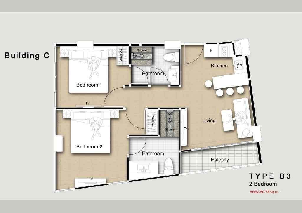 Piso en Pattaya, Tailandia, 60 m² - imagen 16