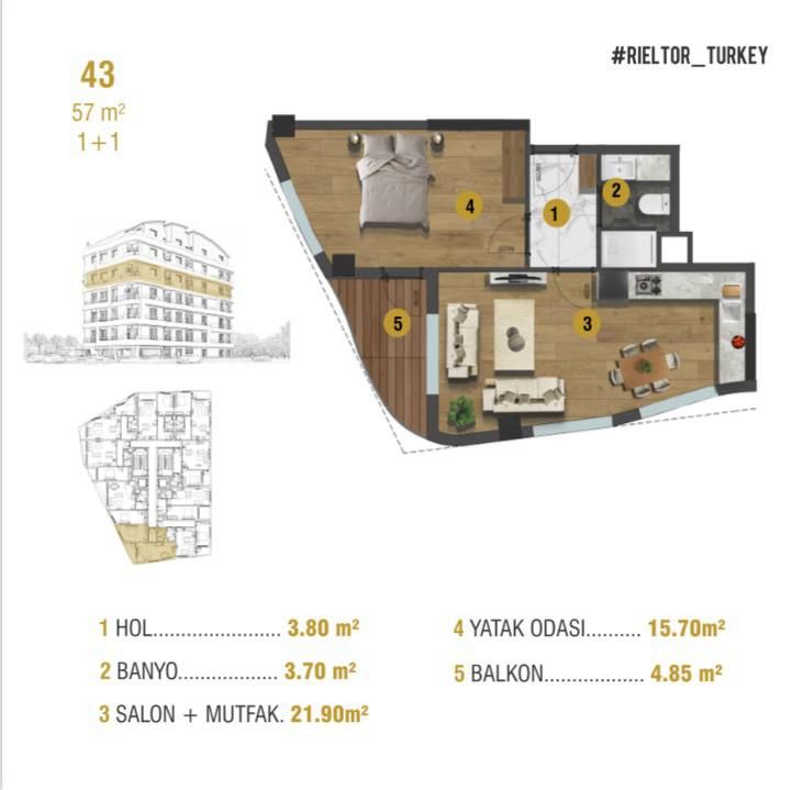Investment project in Antalya, Turkey, 57 m² - picture 14