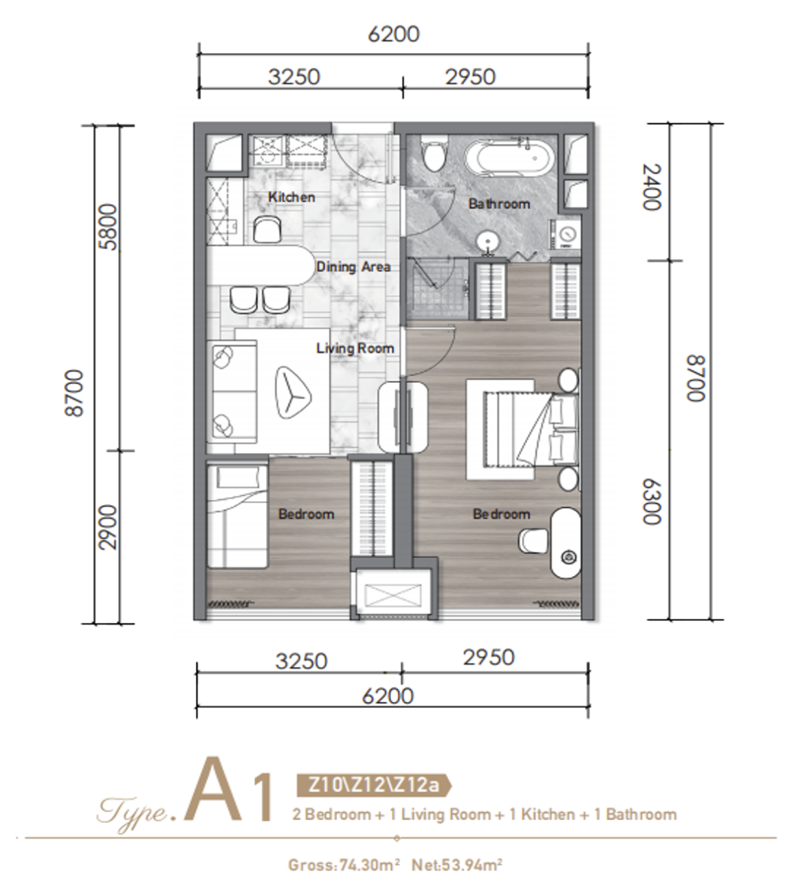 Apartment in Phnom Penh, Cambodia, 59.78 m² - picture 4