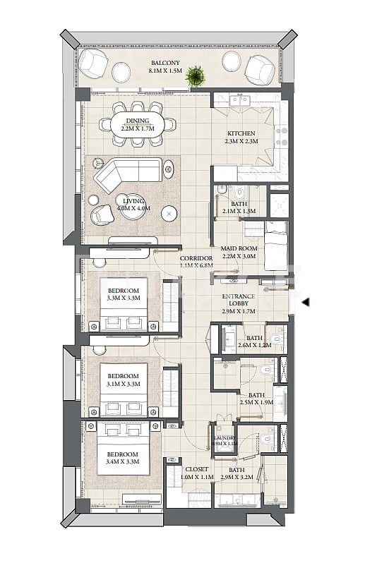 Appartamenti a Dubai, EAU, 138 m² - foto 11