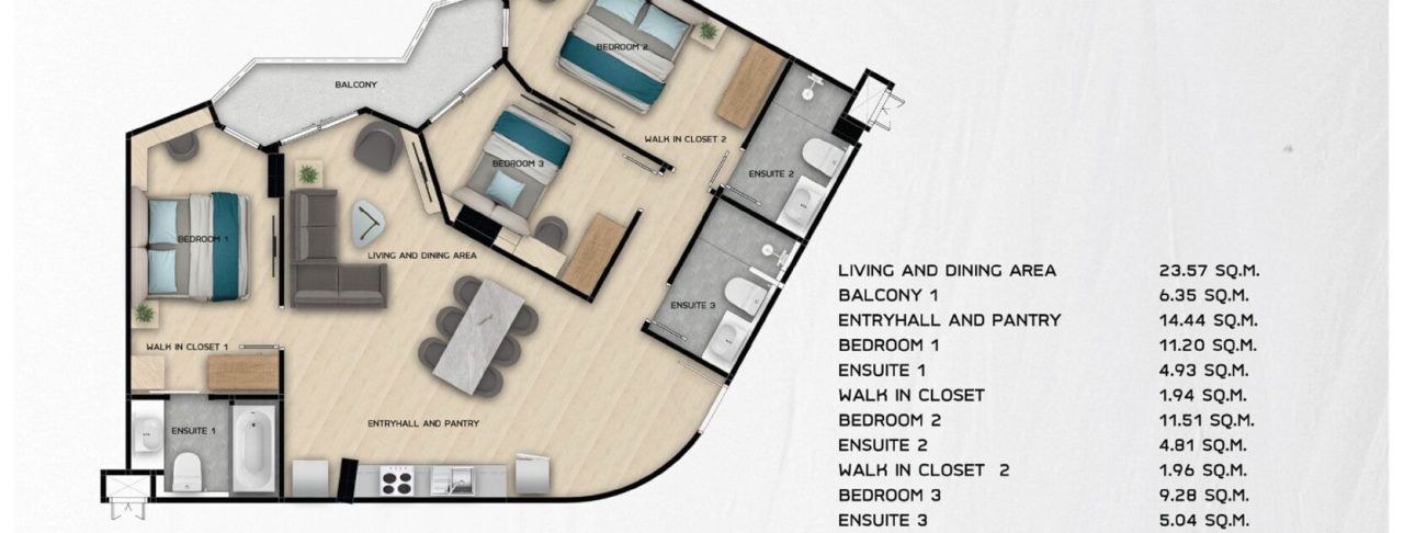 Flat on Nai Harn, Thailand, 96.07 m² - picture 2