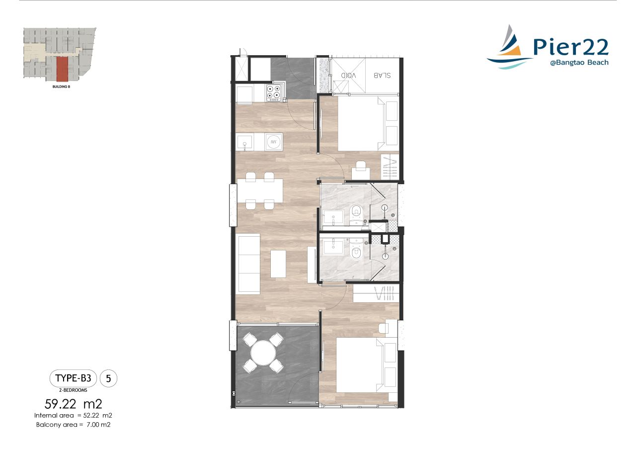 Apartment in Phuket, Thailand, 59.22 m² - Foto 5