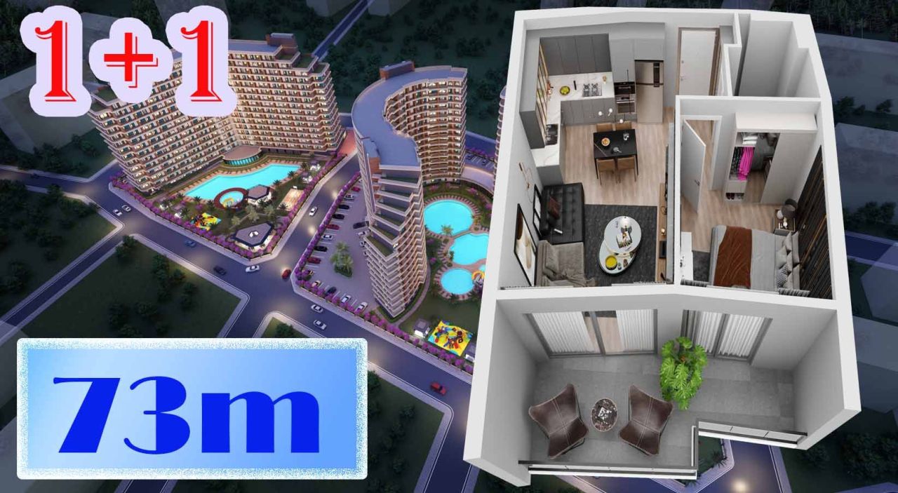 Wohnung in Mersin, Türkei, 70 m² - Foto 1