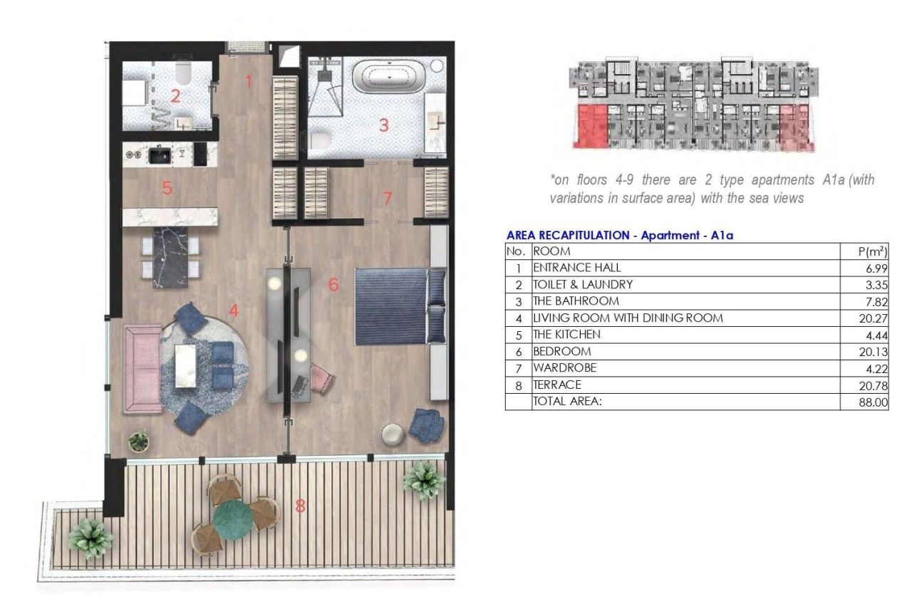 Apartment in Budva, Montenegro, 134.55 m² - Foto 12