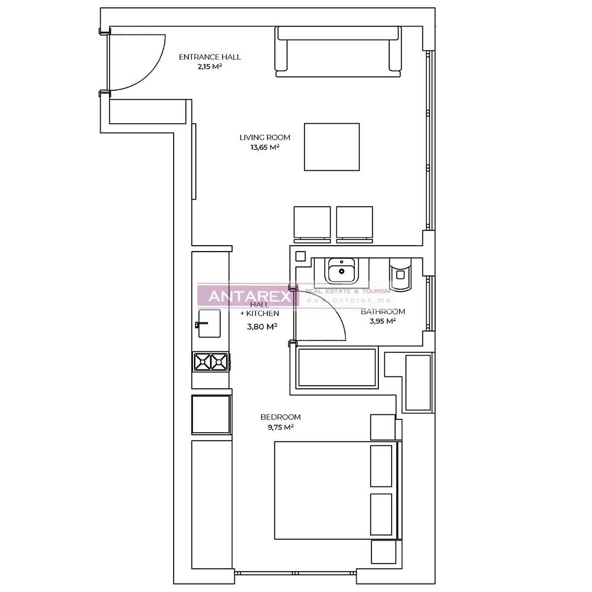 Apartment in Bar, Montenegro, 27.5 m² - Foto 15