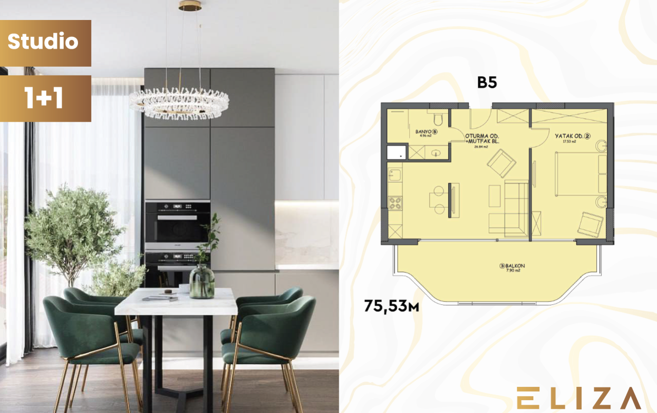 Studio à İskele, Chypre, 78 m² - image 4