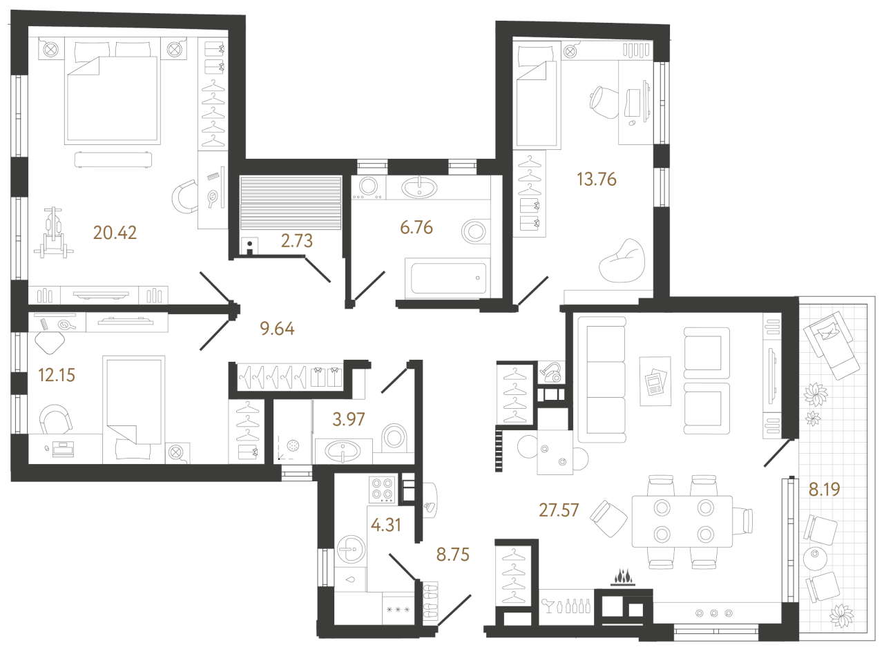 Flat in Beograd, Serbia, 118.25 m² - picture 1