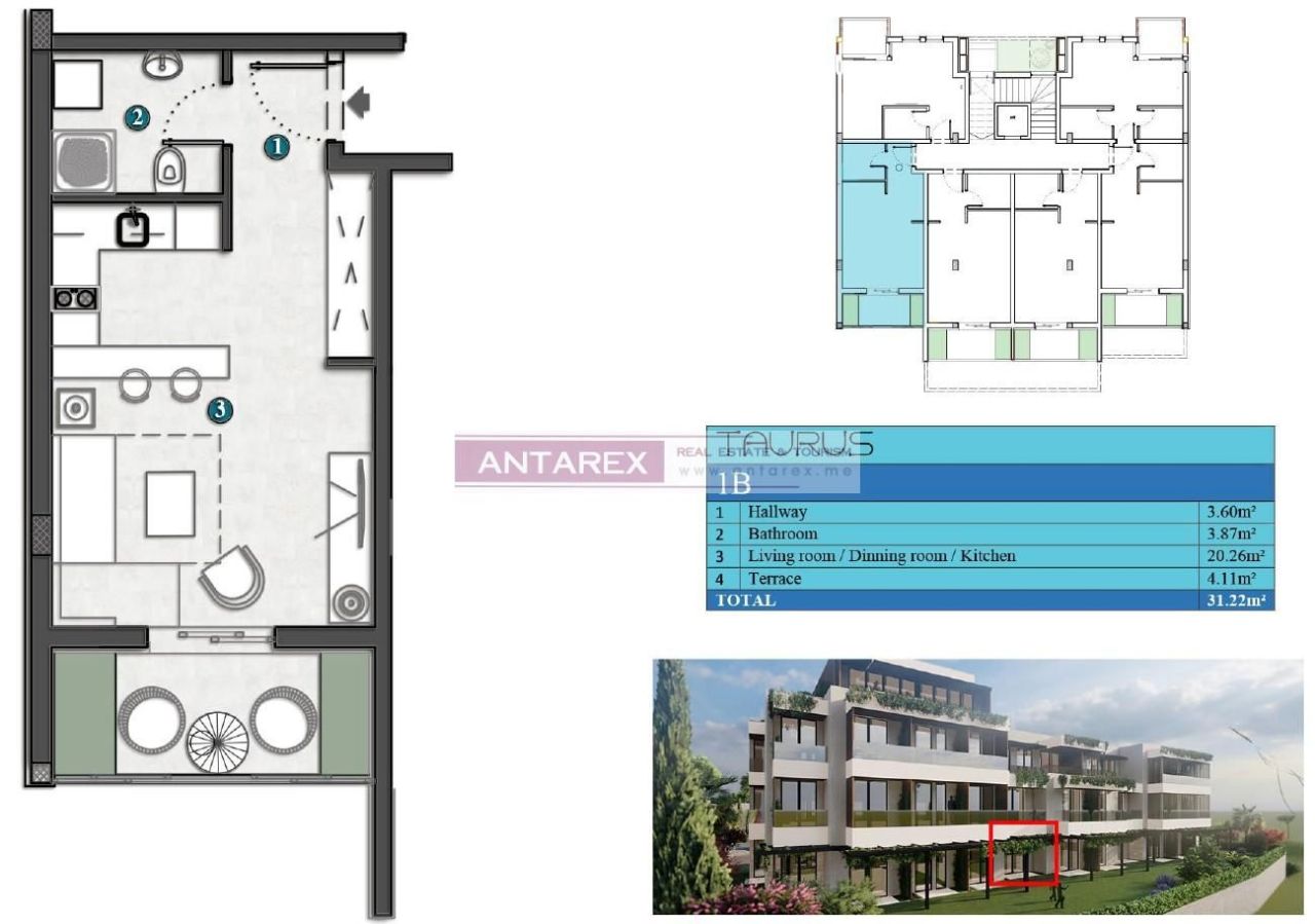 Apartment in Kumbor, Montenegro, 31.7 m² - picture 17