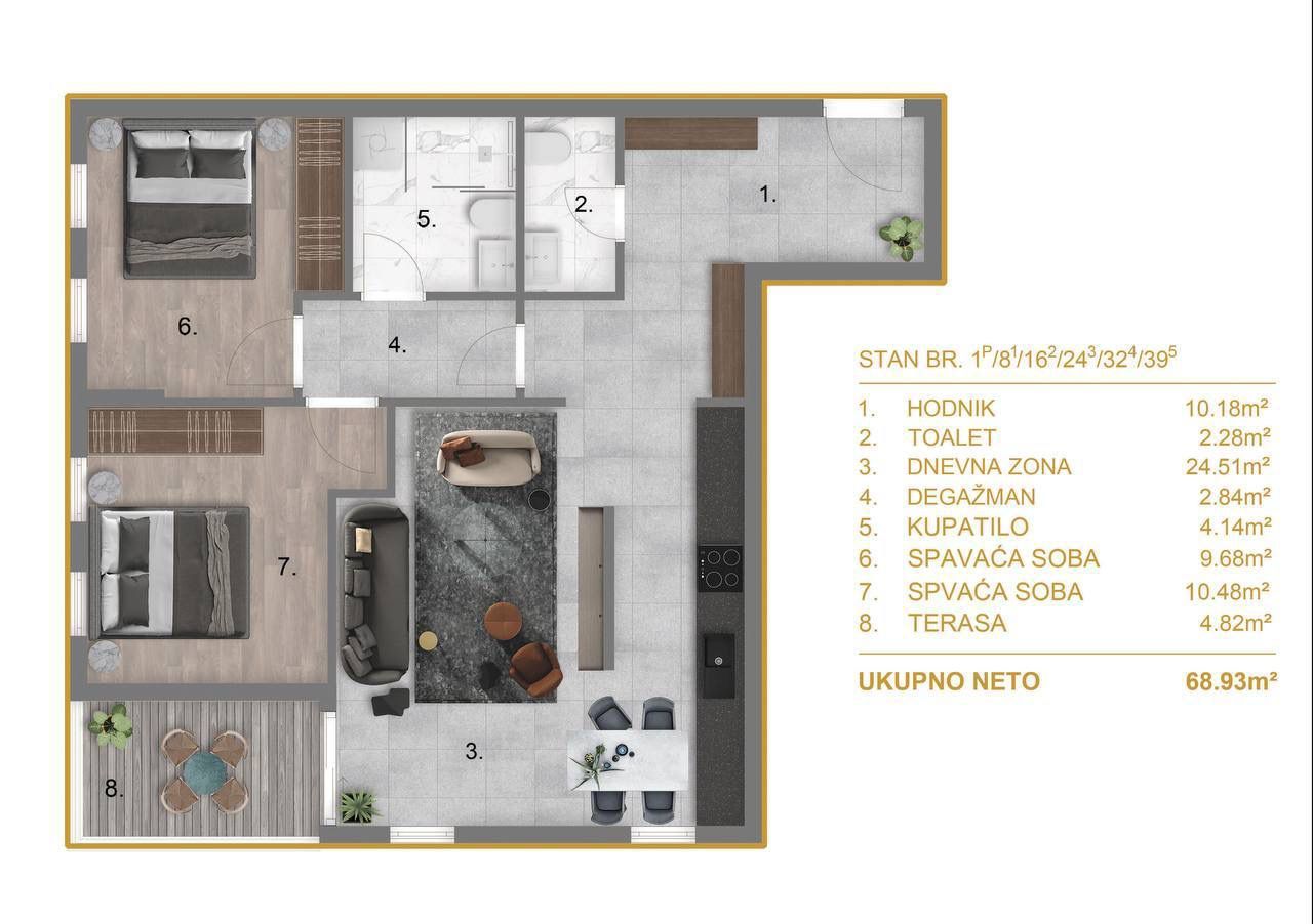 Wohnung in Bar, Montenegro, 69 m² - Foto 3