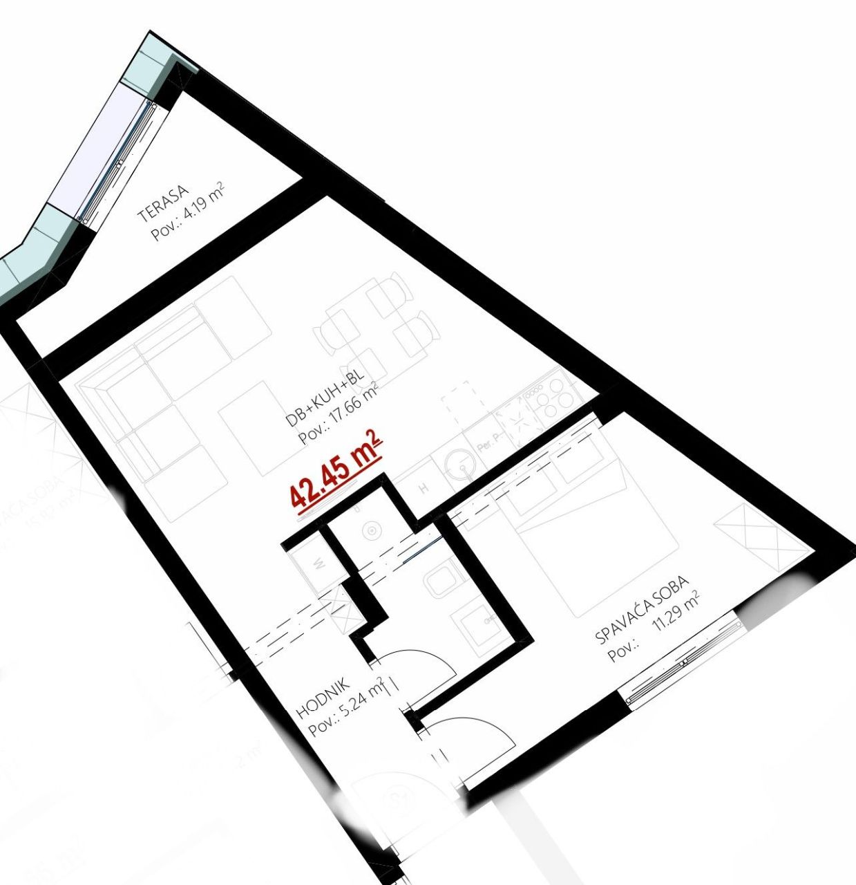 Piso en Umag, Croacia, 42.45 m² - imagen 6