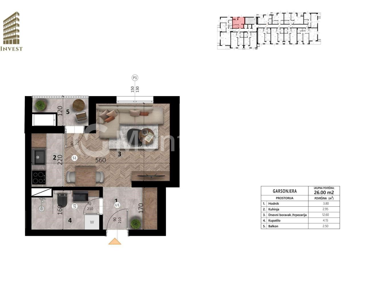 Piso en el Bar, Montenegro, 26 m² - imagen 1