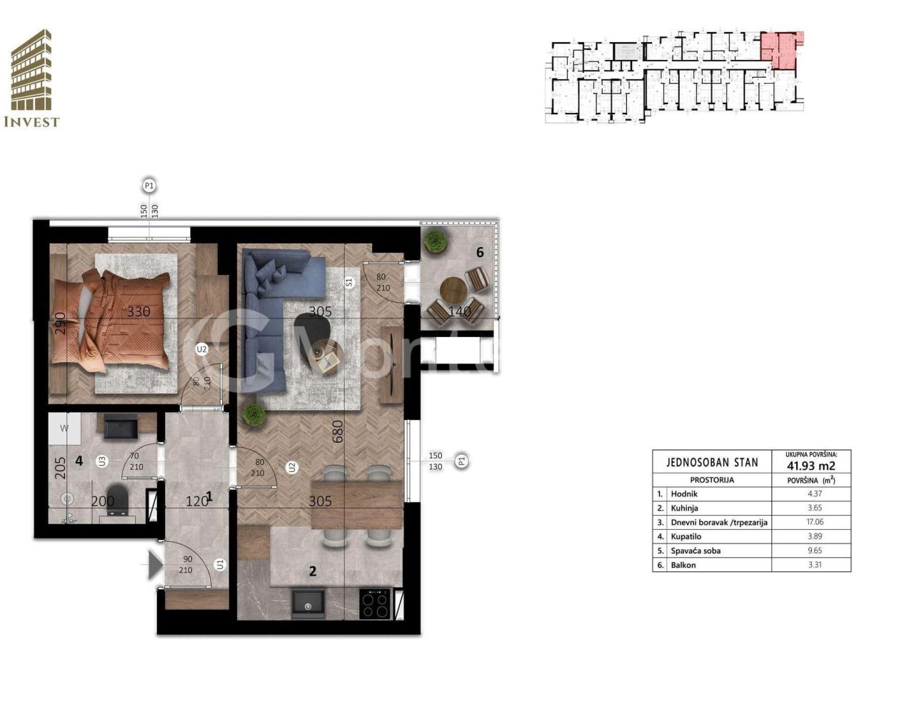 Wohnung in Bar, Montenegro, 42 m² - Foto 1