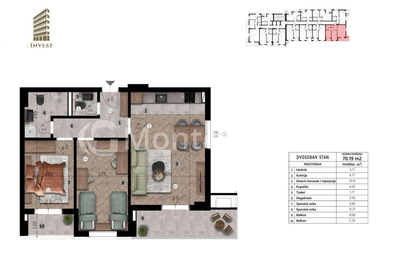 Flat in Bar, Montenegro, 70 m² - picture 1