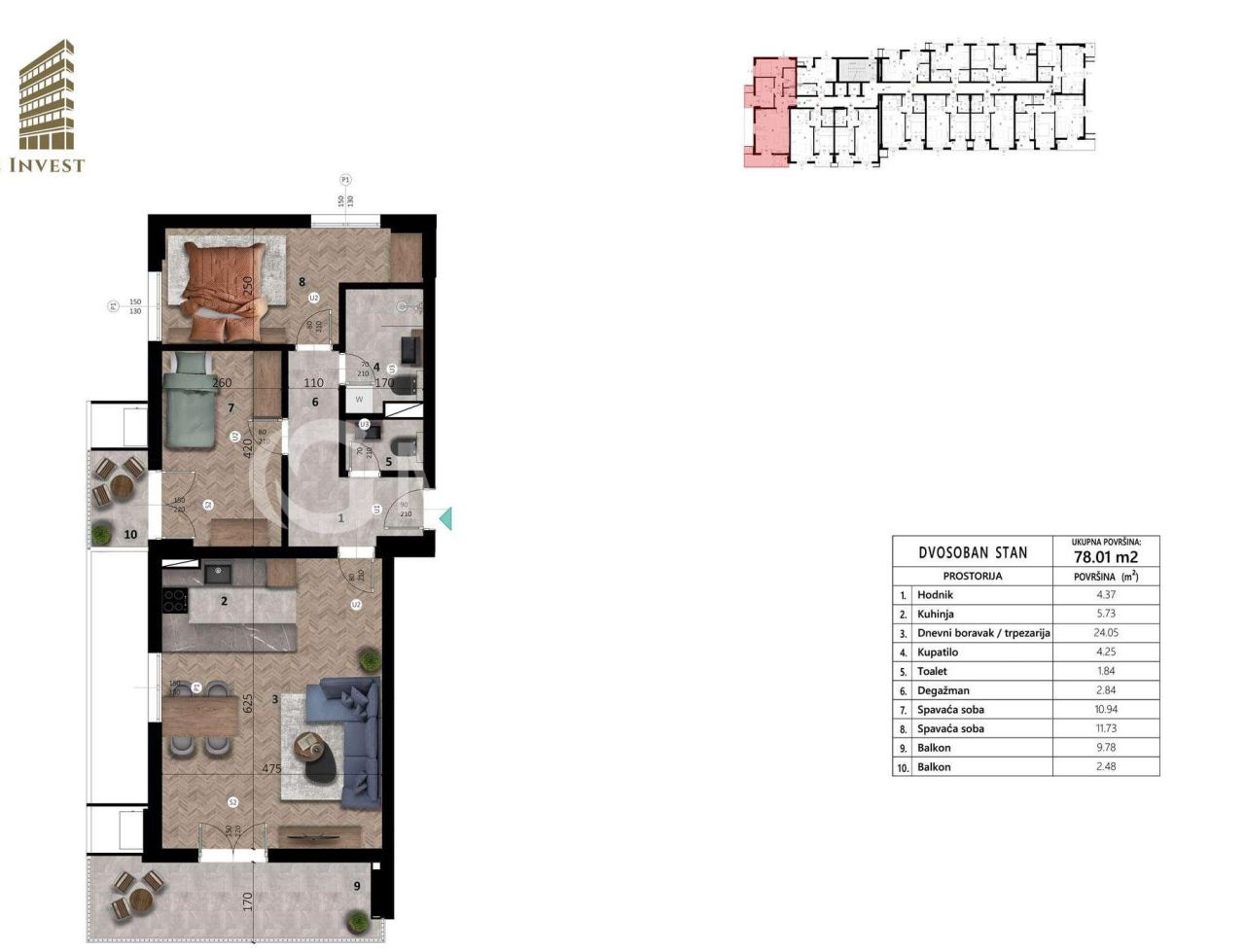 Wohnung in Bar, Montenegro, 78 m² - Foto 1