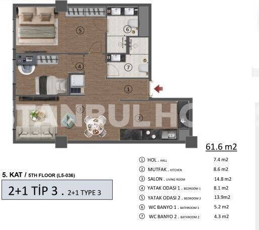 Apartment in Beylikdüzü, Türkei, 225 m² - Foto 10