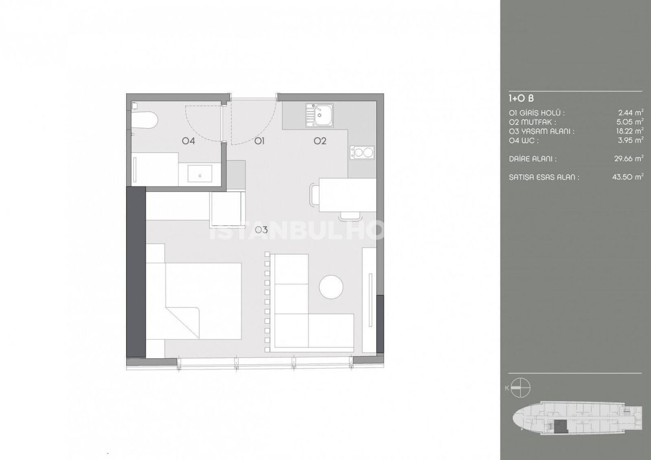Apartamento en Estambul, Turquia, 44 m² - imagen 10