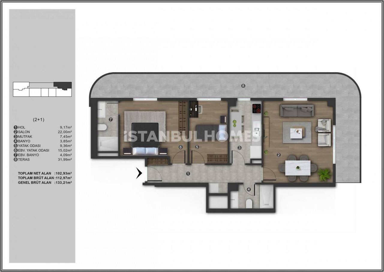 Apartamento en Estambul, Turquia, 57 m² - imagen 17