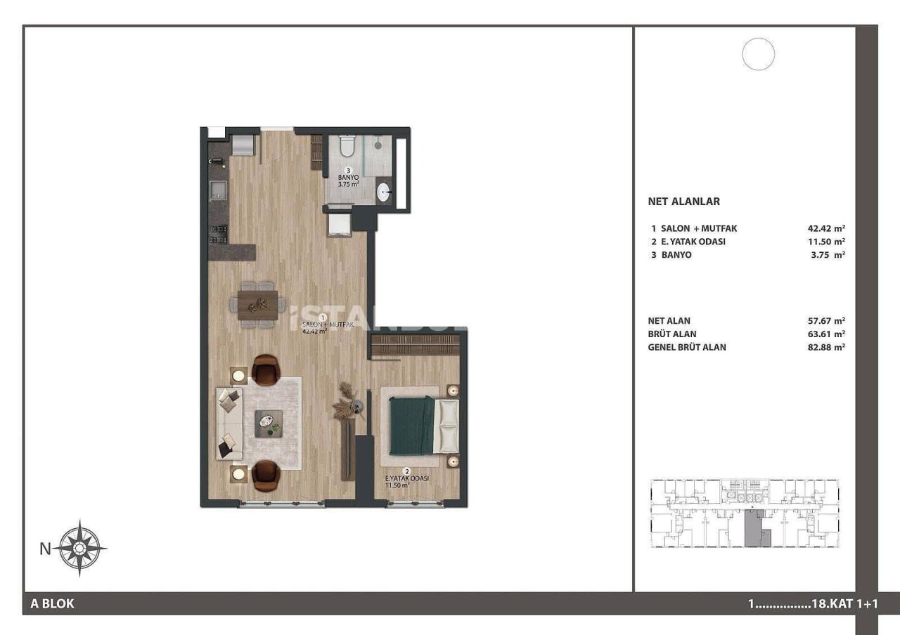 Appartement à Istanbul, Turquie, 64 m² - image 17