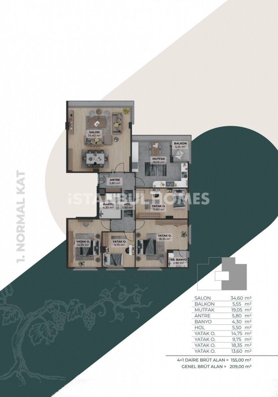 Appartamenti a Istanbul, Turchia, 90 m² - foto 19