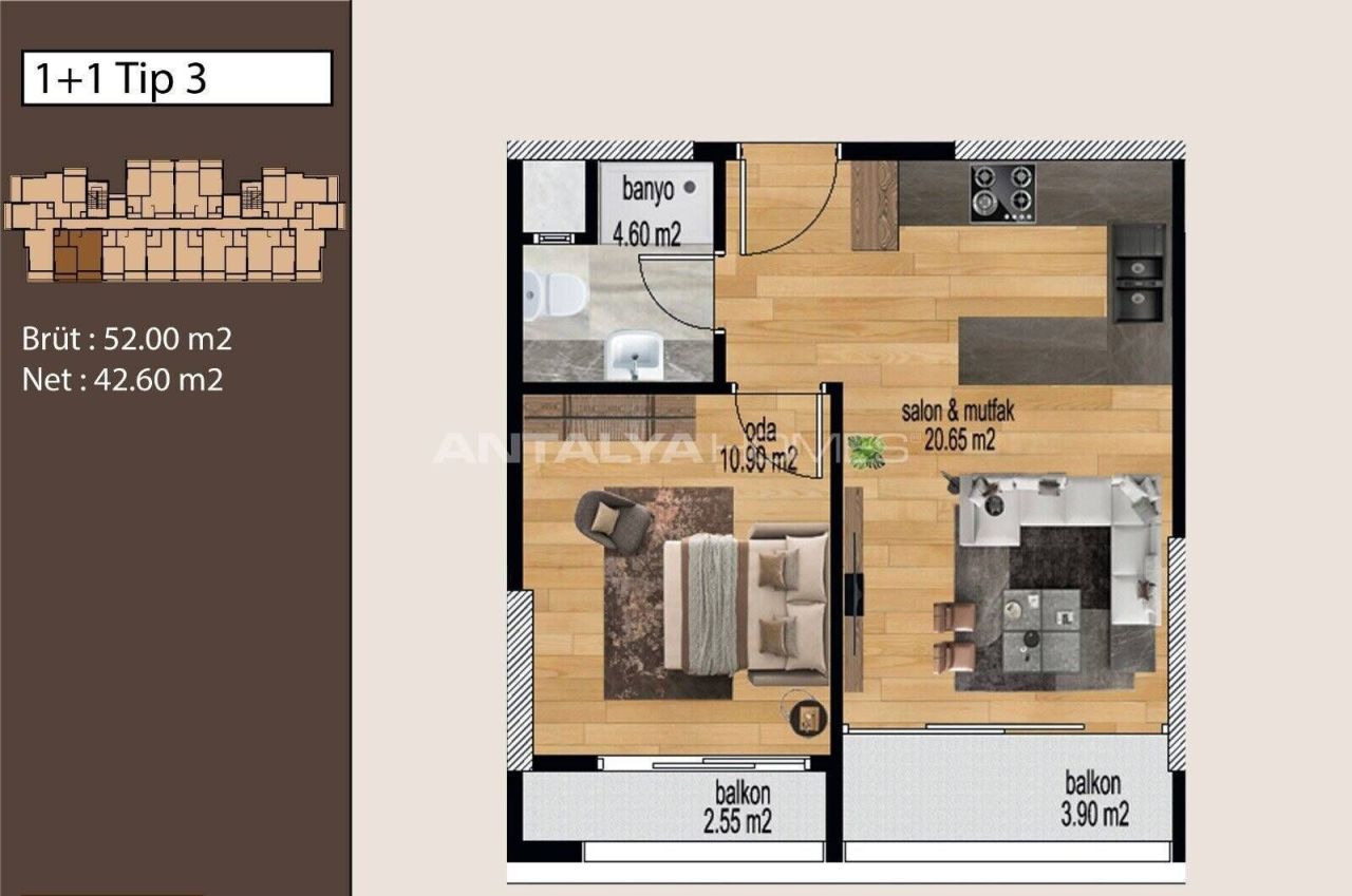 Apartamento Mezitli, Turquia, 64 m² - imagen 6