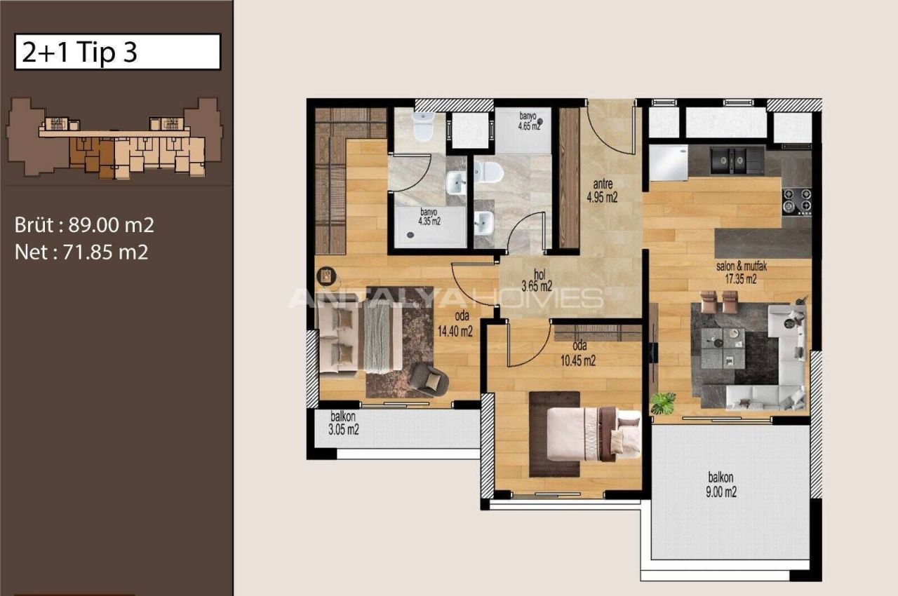 Apartamento Mezitli, Turquia, 64 m² - imagen 8